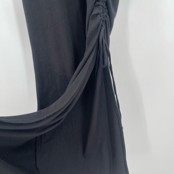 NEW MICHAEL STARS Marine Dress Size Small Black Ribbed Ruched Tie Maxi Bodycon - Picture 8 of 13